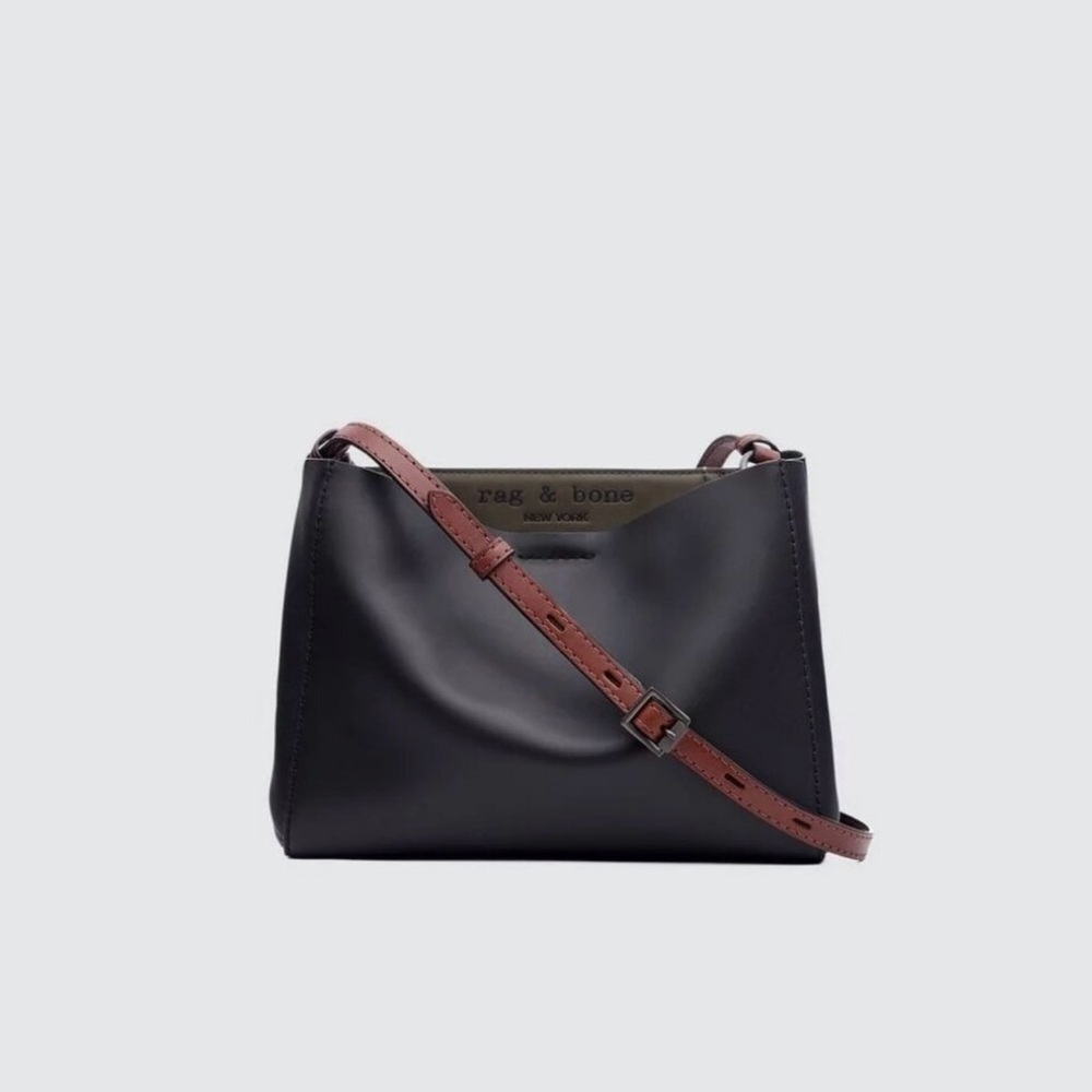 Rag & Bone Passenger Crossbody Black/Olive Green with Brown Strap